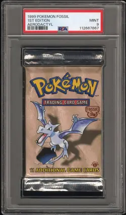 1999 POKEMON FOSSIL PACK 1ST ED-AERODACTYL FOIL PSA 9 - Image 1