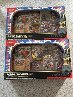 Pokemon TCG Mega Lucario EX Premium Figure Collection lot of 2 Sealed IN HAND! - Image 1