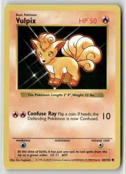 1999 Pokemon Classic - Base Set Vintage Shadowless Non-Holo Vulpix #68/102 - Image 1