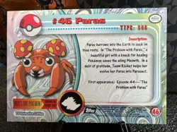Pokemon Topps Card - Paras #46 Non Holo TV Animation Edition Black Label - LP NM - Image 2