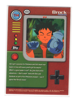 1999 Topps Pokemon TV Animation Edition Brock Trainer Card #TV4 NM - Image 2