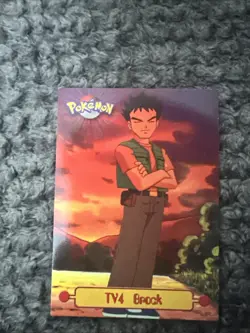 BROCK TV4 - GREEN LOGO - NON-HOLO - Series 1 TOPPS POKEMON CARD - LP - Image 1