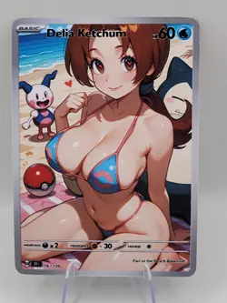 Delia Ketchum Waifu Full Art Custom Trading Card Fan Art Goddess ACG - Image 1