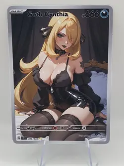 Goth Cynthia Waifu Full Art Custom Trading Card Fan Art Art Goddess ACG - Image 1