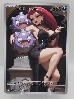 Goth Jessie Waifu Full Art Custom Trading Card Fan Art Goddess ACG - Image 1