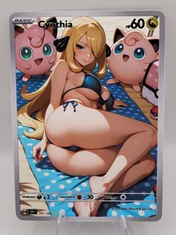 Cynthia Waifu Trainer Full Art Custom Trading Card Fan Art Art Goddess ACG - Image 1