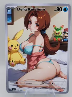Delia Ketchum Waifu Full Art Custom Trading Card Fan Art Art Goddess ACG - Image 1