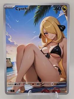 Cynthia Waifu Trainer Full Art Custom Trading Card Fan Art Art Goddess ACG - Image 1