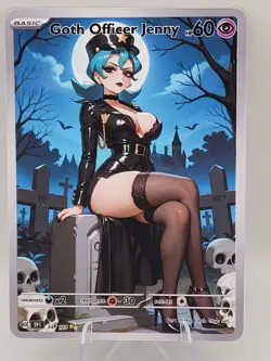 Goth Officer Jenny Waifu Full Art Custom Trading Card Fan Art Goddess ACG - Image 1