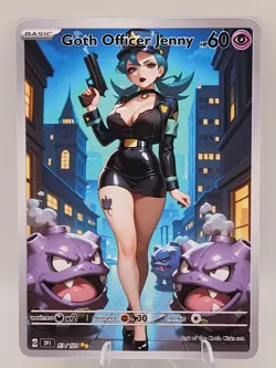Goth Officer Jenny Waifu Full Art Custom Trading Card Fan Art Goddess ACG - Image 1