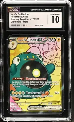 CGC 10 Iono's Bellibolt ex 172/159 Ultra Rare JTG Journey Together Pokemon Card - Image 1