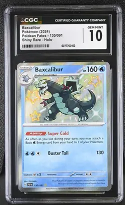 ?? CGC 10 Baxcalibur Pokemon Card 2024 Paldean Fates 130/091 Shiny Holo - Image 1