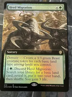 MTG - 1x Herd Migration - Extended Foil / Dominaria United NM - Image 1