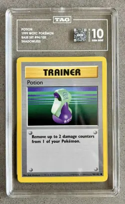 TAG 10 GEM MINT Pokemon Potion 94/102 Shadowless Base Set 1999 WOTC RARE LOW POP - Image 1