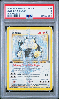 PSA 1 PR 1ST EDITION 1999 Pokemon Jungle Snorlax 11/64 Holo Foil Rare WOTC - Image 1