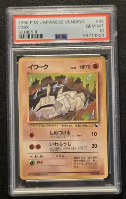PSA 10 POKEMON TCG JAPANESE VENDING SERIES 2 ONIX #095 KOMIYA 1998 SET II - Image 1