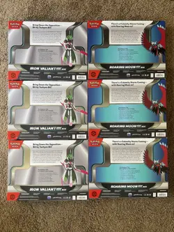 3 Pokemon TCG Roaring Moon & 3 Iron Valiant EX Collection Boxes Lot Of 6 Total - Image 3