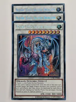 Yu Gi Oh - 3x LCKC-EN066 Azure-Eyes Silver Dragon - Secret Rare - Image 1