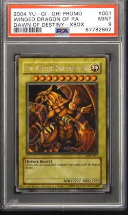 2004 YU-GI-OH! PROMO DAWN OF DESTINY-XBOX #001 THE WINGED DRAGON OF RA PSA 9 - Image 1