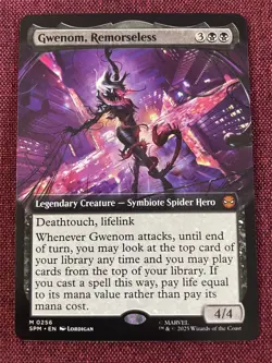 Gwenom Remorseless EXTENDED NM/M MTG Spiderman Magic Card - Image 1