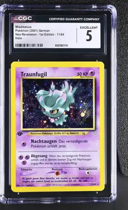 CGC 5 German Misdreavus Neo Revelation 1st Edition 11/64 Holo Pokemon Card - Image 1
