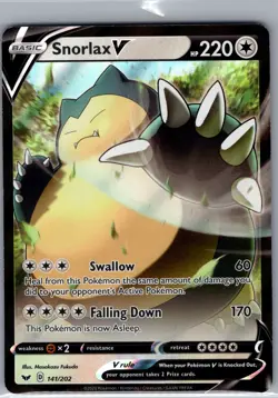 Snorlax V 141/202 SWSH01: Sword & Shield Base Set - Pokemon Card - NM - Image 1
