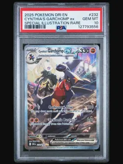 Pokemon SV 2025 Destined Rivals Dri En Cynthia's Garchomp EX #215/182 PSA 10 - Image 1