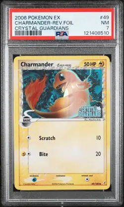 PSA 7 NM 2006 Pokemon EX Crystal Guardians CHARMANDER Reverse Holo #49 - Image 1