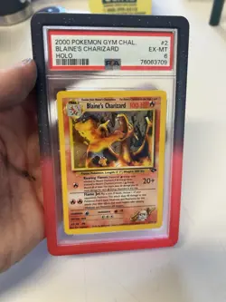Pokemon TCG Blaine's Charizard Gym Challenge 2 Holo PSA EX-MT 6 With Swirl. - Image 1