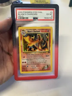 Pokemon TCG Blaine's Charizard Gym Challenge 2 Holo PSA EX-MT 6 With Swirl. - Image 2