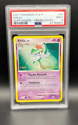 Pokemon PSA 9 MINT Kirlia 53/132 DP Secret Wonders Prerelease STAFF Promo s#893 - Image 1