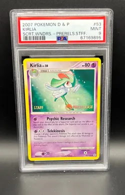 Pokemon PSA 9 MINT Kirlia 53/132 DP Secret Wonders Prerelease STAFF Promo s#895 - Image 1