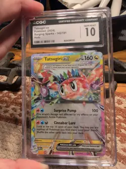2024 POKEMON SURGING SPARKS HOLO #142 TATSUGIRI EX CGC 10 GEM MINT - Image 1