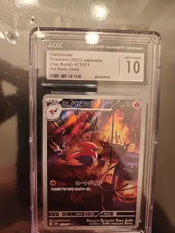 CGC Gem Mint 10 Fletchinder Art Rare, Japanese Pokemon Clay Burst sv2D set 2023 - Image 1