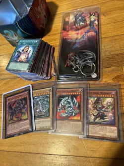 YuGiOh Lot! with Holos! & Collector (Red Eyes Black Dragon) Pin & Keychain! - Image 1