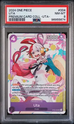 One Piece Premium Card Collection Uta #ST05-004 Super Rare ENGLISH - PSA 8 - Image 1