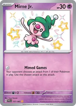 Mime Jr 157/091 - SV: Paldean Fates (PAF) Shiny Rare Pokemon TCG NM - Image 1