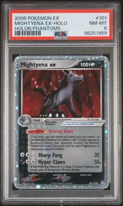 2006 POKEMON EX HOLON PHANTOMS 101/110 MIGHTYENA EX-HOLO PSA 8 NM-MT - Image 1
