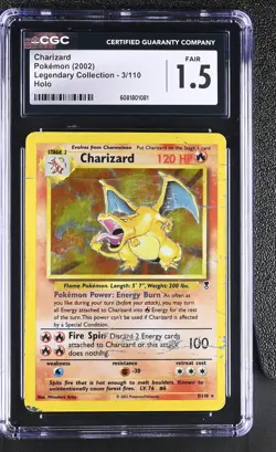 CGC 1.5 Charizard 2002 Legendary Collection 3/110 Holo Pokemon Card - Image 1