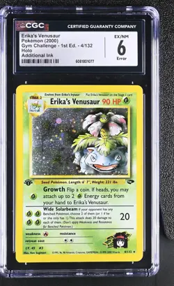 CGC 6 Ink Error Erika's Venusaur Gym Challenge 1st Edition 4/132 Holo Pokemon - Image 1