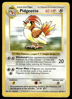 Pokemon TCG Base Set (Shadowless) #22/102 Pidgeotto DMG - Image 1