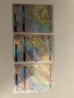 Tauros GX Kingdra Gx Alolan Muk Gx Rainbow Rare Lot 3pc Pokemon TCG Cards - Image 1