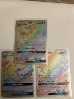 Tauros GX Kingdra Gx Alolan Muk Gx Rainbow Rare Lot 3pc Pokemon TCG Cards - Image 5