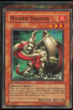 Yugioh Masked Dragon SOD-EN026 Soul of the Duelist 1st Edition Common NM - Image 1