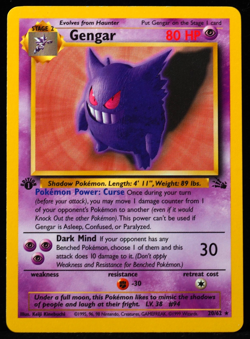 1st Edition Gengar 20/64 Fossil NM/LP Pokemon Card - Image 1