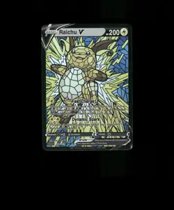 HOLO Raichu Card Raichu Stained Glass Pokemon Card READ DESCRIPTION BELOW p1 - Image 1