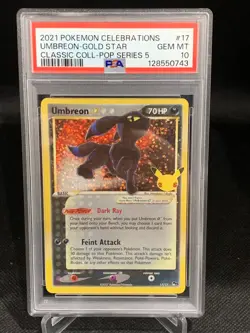 2021 POKEMON CELEBRATIONS CLASSIC COLLECTION #17 UMBREON-GOLD STAR PSA 10 - Image 1