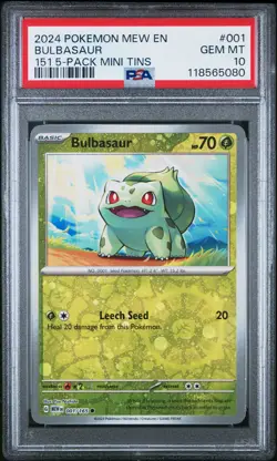 2024 Pokemon Mew EN-151 Bulbasaur #001 151 5-Pack Mini Tin PSA 10 - Image 1