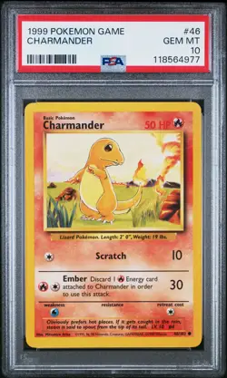 1999 Pokemon Game Charmander #46 PSA 10 - Image 1