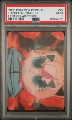 2000 POKEMON PIONEER LENTICULAR PROMO #22 HANG TEN, PIKACHU PSA 9 - Image 1